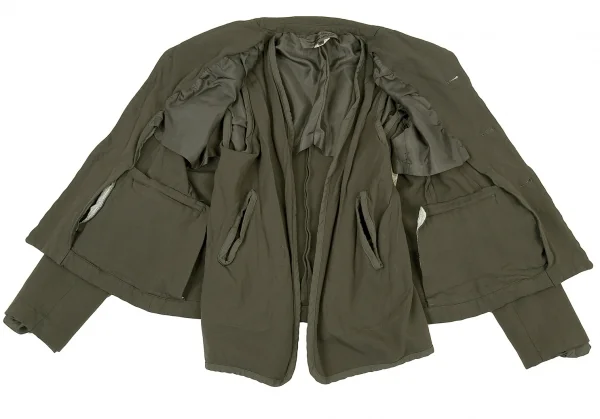 コムコム コムデギャルソンCOMME des GARCONS 製品染めポリ縮ベストレイヤードジャケット カーキXS K-73270_012