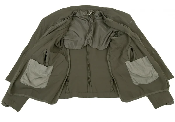 コムコム コムデギャルソンCOMME des GARCONS 製品染めポリ縮ベストレイヤードジャケット カーキXS K-73270_014