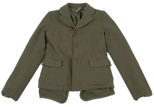 コムコム コムデギャルソンCOMME des GARCONS 製品染めポリ縮ベストレイヤードジャケット カーキXS K-73270_002