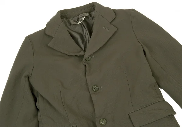 コムコム コムデギャルソンCOMME des GARCONS 製品染めポリ縮ベストレイヤードジャケット カーキXS K-73270_003
