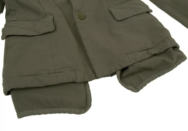 コムコム コムデギャルソンCOMME des GARCONS 製品染めポリ縮ベストレイヤードジャケット カーキXS K-73270_009