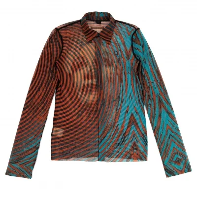 ジャンポールゴルチエ オムJean Paul GAULTIER HOMME 幾何学フェイス柄パワーネット シャツ