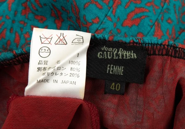 ジャンポールゴルチエ ファムJean Paul GAULTIER FEMME 裏パワーネット総柄ニットスカート 緑40 K-73290_016