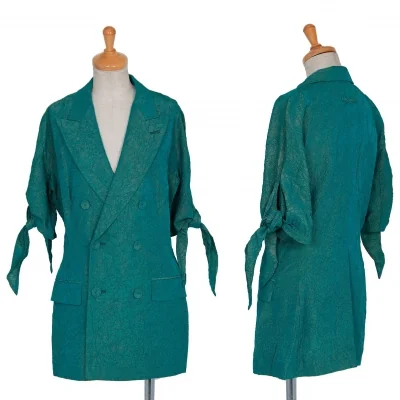 ジャンポールゴルチエ ファムJean Paul GAULTIER FEMME シワ加工光沢変形ジャケット エメラルドグリーン