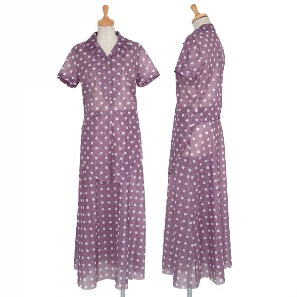 ジャンポールゴルチエ クラシックJean Paul GAULTIER CLASSIQUE ナイロンドットシースルーフロントラウンドシャツ 紫オフ40 K-73319_015