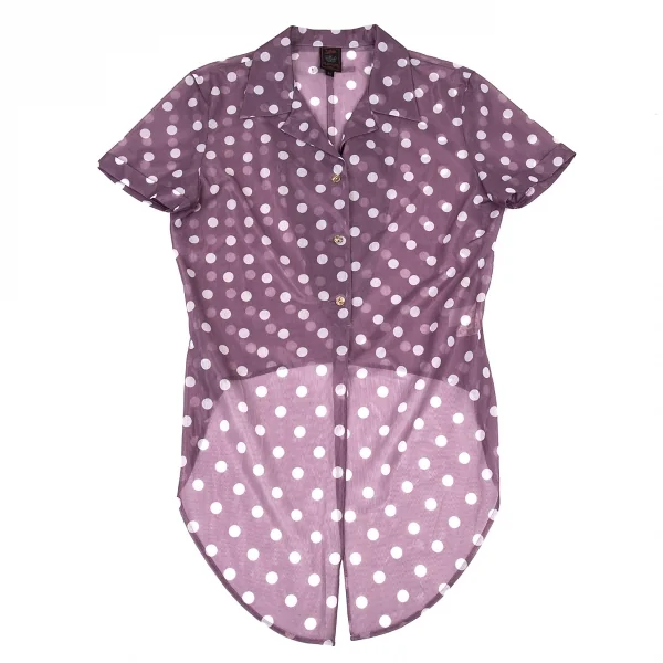 ジャンポールゴルチエ クラシックJean Paul GAULTIER CLASSIQUE ナイロンドットシースルーフロントラウンドシャツ 紫オフ40 K-73319_002