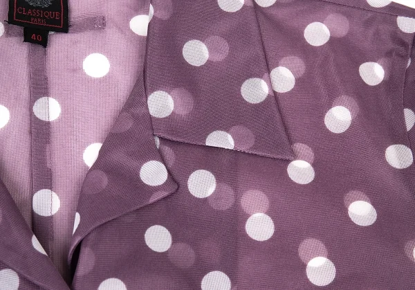 ジャンポールゴルチエ クラシックJean Paul GAULTIER CLASSIQUE ナイロンドットシースルーフロントラウンドシャツ 紫オフ40 K-73319_004