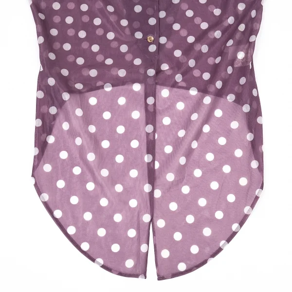 ジャンポールゴルチエ クラシックJean Paul GAULTIER CLASSIQUE ナイロンドットシースルーフロントラウンドシャツ 紫オフ40 K-73319_007