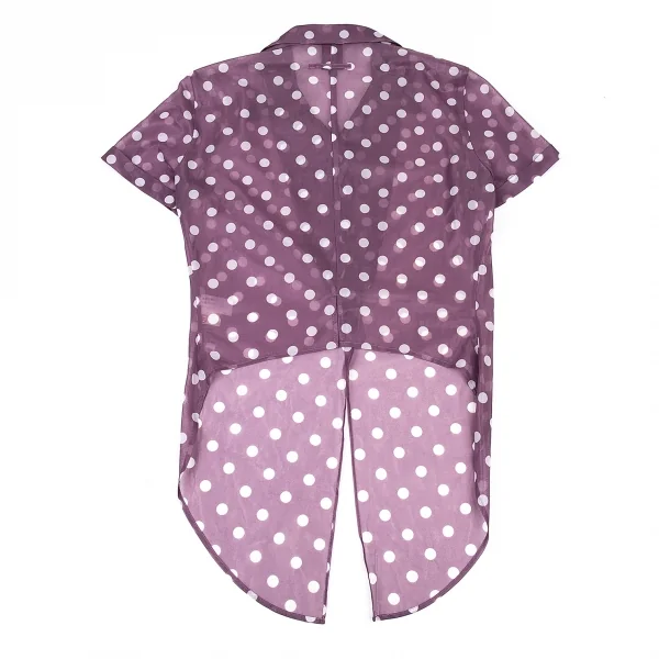 ジャンポールゴルチエ クラシックJean Paul GAULTIER CLASSIQUE ナイロンドットシースルーフロントラウンドシャツ 紫オフ40 K-73319_009