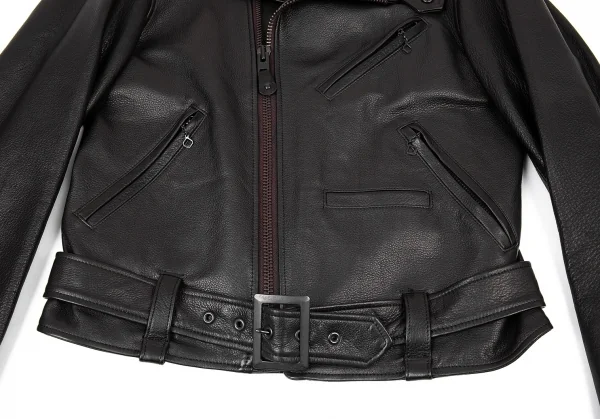 ヨウジヤマモト プールオムYohji Yamamoto POUR HOMME レザーライダースジャケット 黒2 K-73370_010