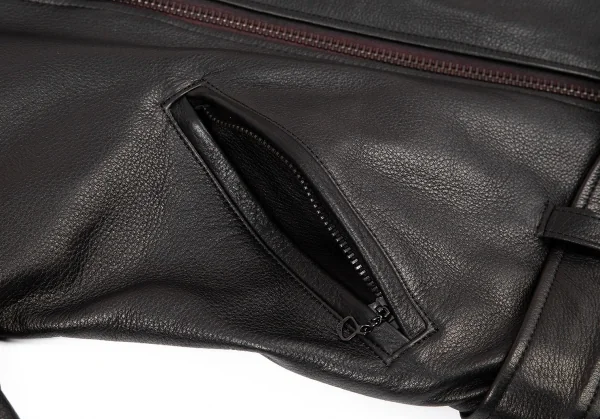 ヨウジヤマモト プールオムYohji Yamamoto POUR HOMME レザーライダースジャケット 黒2 K-73370_011