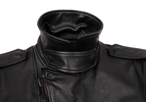 ヨウジヤマモト プールオムYohji Yamamoto POUR HOMME レザーライダースジャケット 黒2 K-73370_004