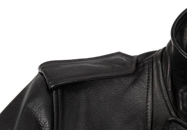 ヨウジヤマモト プールオムYohji Yamamoto POUR HOMME レザーライダースジャケット 黒2 K-73370_005