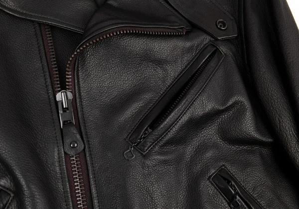 ヨウジヤマモト プールオムYohji Yamamoto POUR HOMME レザーライダースジャケット 黒2 K-73370_007
