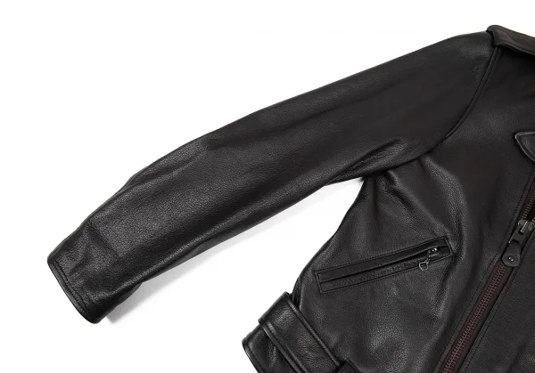 ヨウジヤマモト プールオムYohji Yamamoto POUR HOMME レザーライダースジャケット 黒2 K-73370_008
