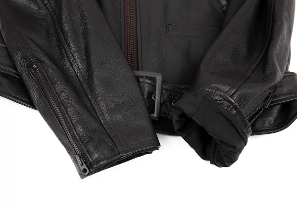 ヨウジヤマモト プールオムYohji Yamamoto POUR HOMME レザーライダースジャケット 黒2 K-73370_009