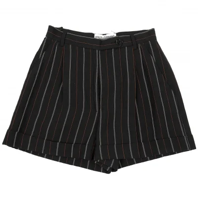 ドルチェ&ガッバーナDOLCE&GABBANA レーヨンリネンストライプショートパンツ 黒