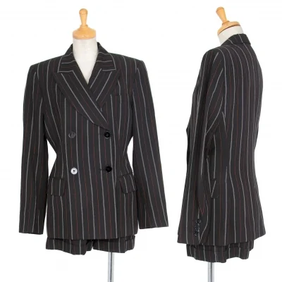 ドルチェ&ガッバーナDOLCE&GABBANA レーヨンリネンストライプセットアップスーツ 黒
