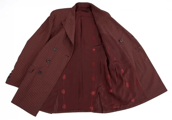 ジャンポールゴルチエ クラシックJean Paul GAULTIER CLASSIQUE ストライプダブルロングジャケット 茶50 K-73468_010