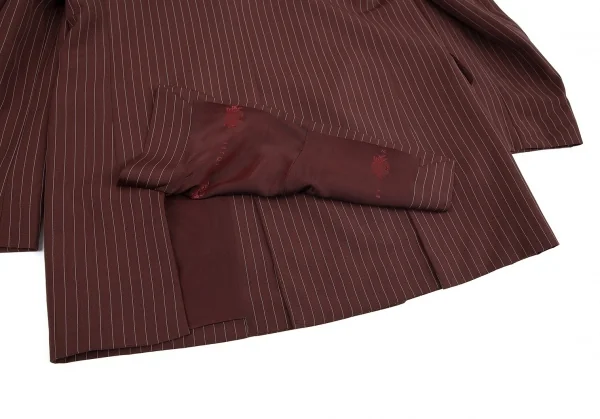 ジャンポールゴルチエ クラシックJean Paul GAULTIER CLASSIQUE ストライプダブルロングジャケット 茶50 K-73468_013