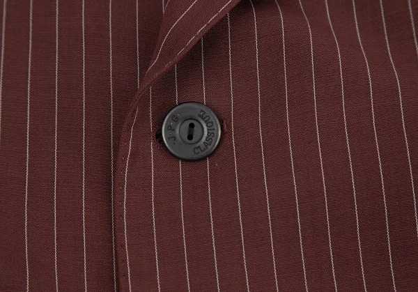 ジャンポールゴルチエ クラシックJean Paul GAULTIER CLASSIQUE ストライプダブルロングジャケット 茶50 K-73468_005
