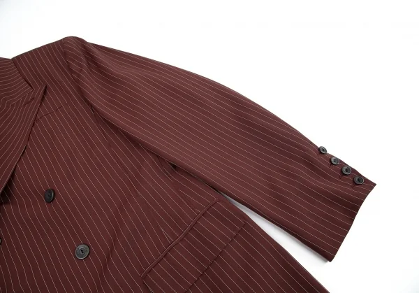 ジャンポールゴルチエ クラシックJean Paul GAULTIER CLASSIQUE ストライプダブルロングジャケット 茶50 K-73468_006