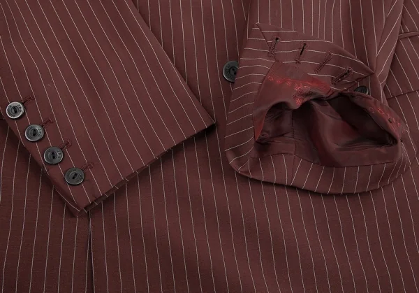 ジャンポールゴルチエ クラシックJean Paul GAULTIER CLASSIQUE ストライプダブルロングジャケット 茶50 K-73468_007
