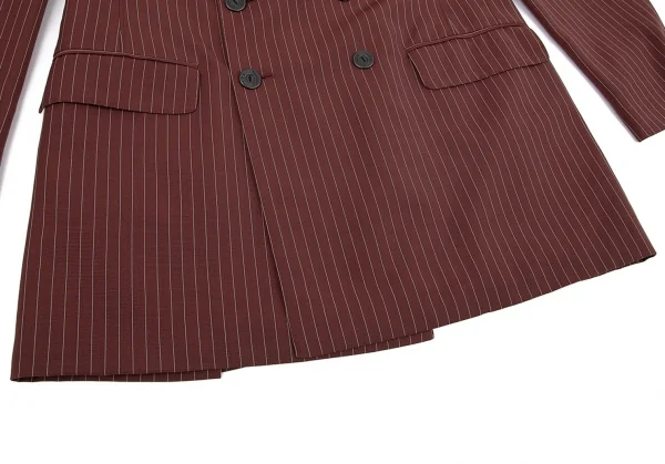 ジャンポールゴルチエ クラシックJean Paul GAULTIER CLASSIQUE ストライプダブルロングジャケット 茶50 K-73468_008