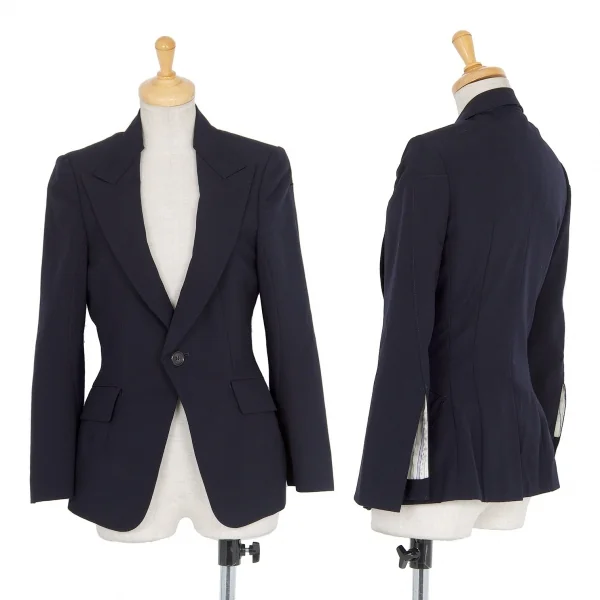 ジュンヤワタナベ コムデギャルソンJUNYA WATANABE COMME des GARCONS 1Bウールハンドステッチスリットスリーブジャケット 紺XS K-73502_001