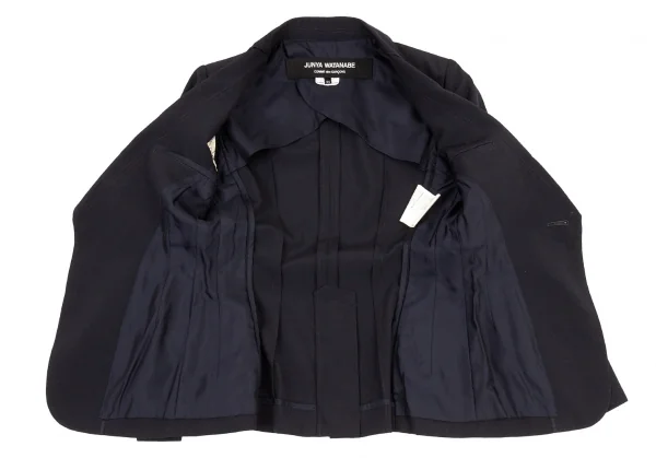 ジュンヤワタナベ コムデギャルソンJUNYA WATANABE COMME des GARCONS 1Bウールハンドステッチスリットスリーブジャケット 紺XS K-73502_011