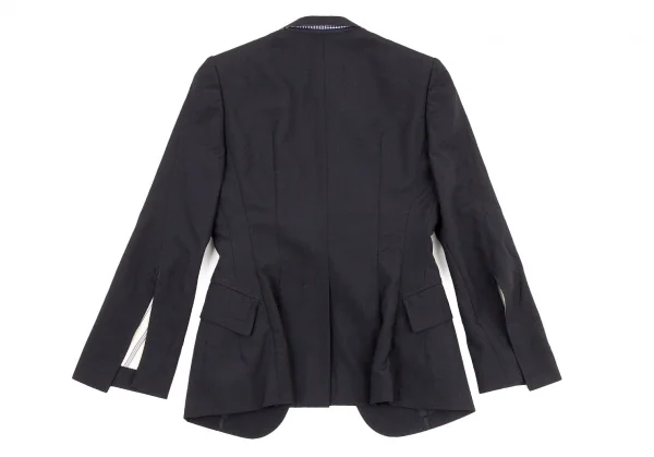 ジュンヤワタナベ コムデギャルソンJUNYA WATANABE COMME des GARCONS 1Bウールハンドステッチスリットスリーブジャケット 紺XS K-73502_012