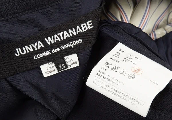 ジュンヤワタナベ コムデギャルソンJUNYA WATANABE COMME des GARCONS 1Bウールハンドステッチスリットスリーブジャケット 紺XS K-73502_017