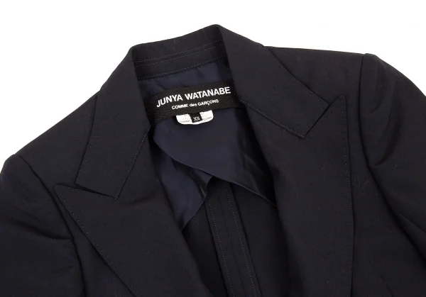 ジュンヤワタナベ コムデギャルソンJUNYA WATANABE COMME des GARCONS 1Bウールハンドステッチスリットスリーブジャケット 紺XS K-73502_004
