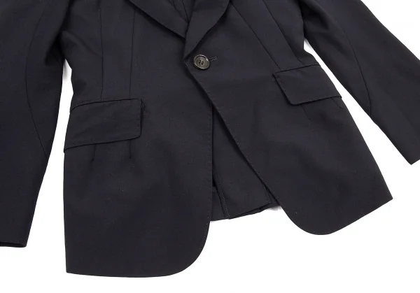 ジュンヤワタナベ コムデギャルソンJUNYA WATANABE COMME des GARCONS 1Bウールハンドステッチスリットスリーブジャケット 紺XS K-73502_007