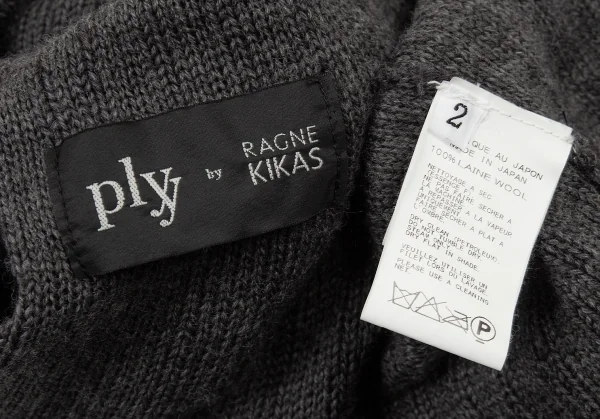 ヨウジヤマモト ファムYohji Yamamoto FEMME プライ バイ ラグネ キカス plyy by RAGNE KIKAS ハイネックボタンニット チャコール2 K-73510_014