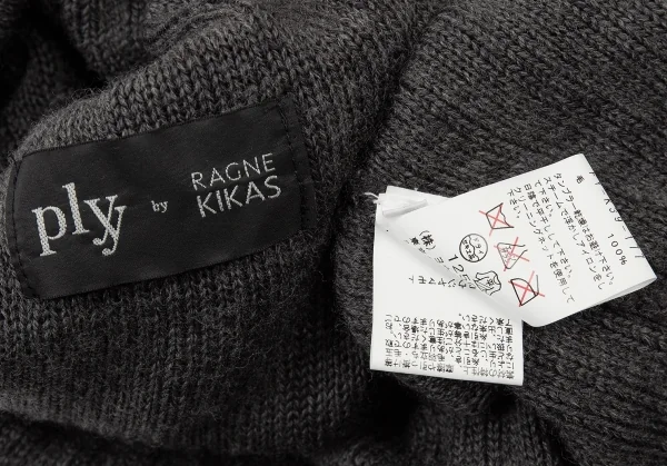 ヨウジヤマモト ファムYohji Yamamoto FEMME プライ バイ ラグネ キカス plyy by RAGNE KIKAS ハイネックボタンニット チャコール2 K-73510_015