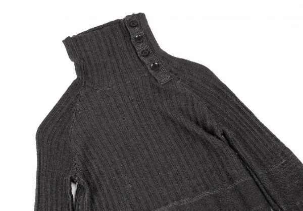 ヨウジヤマモト ファムYohji Yamamoto FEMME プライ バイ ラグネ キカス plyy by RAGNE KIKAS ハイネックボタンニット チャコール2 K-73510_003