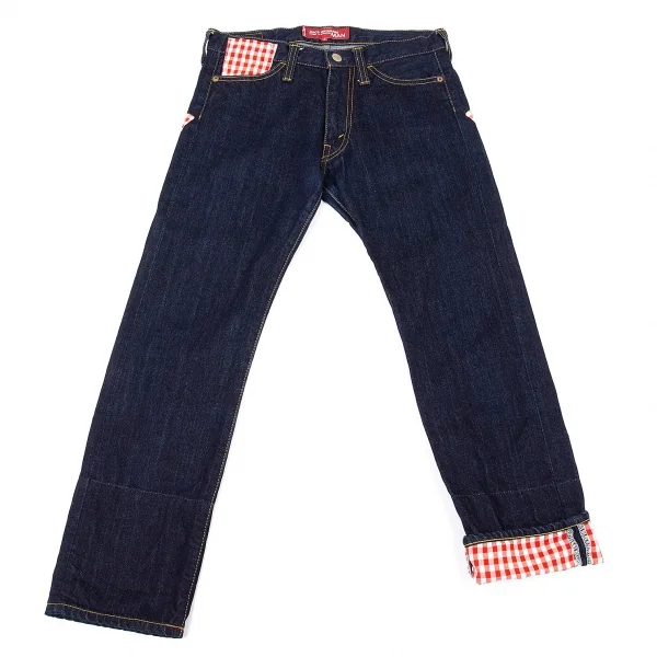 ジュンヤワタナベ マンピンク コムデギャルソン×リーバイス JUNYA WATANABE MAN PINK COMME des GARCONS×Levi's チェック切替ジーンズ 紺S K-73546_001