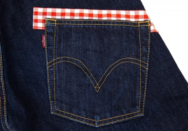 ジュンヤワタナベ マンピンク コムデギャルソン×リーバイス JUNYA WATANABE MAN PINK COMME des GARCONS×Levi's チェック切替ジーンズ 紺S K-73546_014