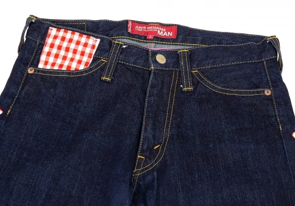ジュンヤワタナベ マンピンク コムデギャルソン×リーバイス JUNYA WATANABE MAN PINK COMME des GARCONS×Levi's チェック切替ジーンズ 紺S K-73546_003
