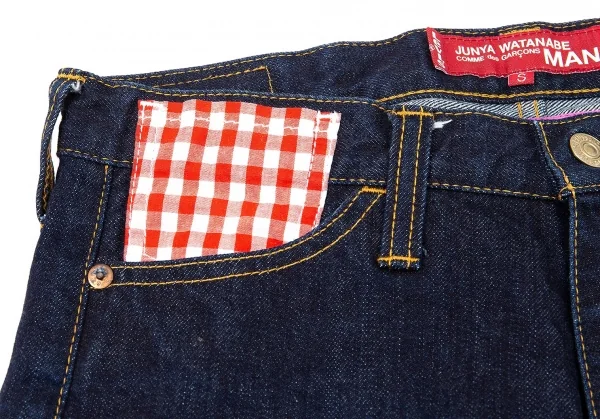 ジュンヤワタナベ マンピンク コムデギャルソン×リーバイス JUNYA WATANABE MAN PINK COMME des GARCONS×Levi's チェック切替ジーンズ 紺S K-73546_004