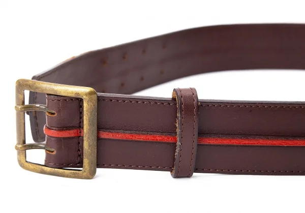ジャンポールゴルチエJean Paul GAULTIER コバラインデザインレザーベルト 茶赤 K-73566_003