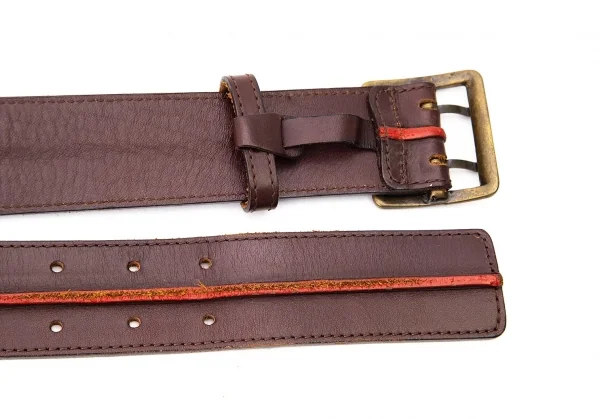 ジャンポールゴルチエJean Paul GAULTIER コバラインデザインレザーベルト 茶赤 K-73566_009