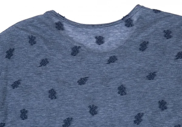 ワイズY's 総柄刺繍ノースリーブ 杢ブルー2 K-73578_010