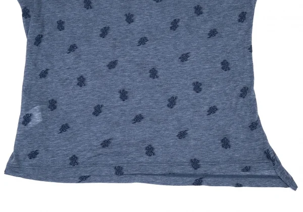 ワイズY's 総柄刺繍ノースリーブ 杢ブルー2 K-73578_011