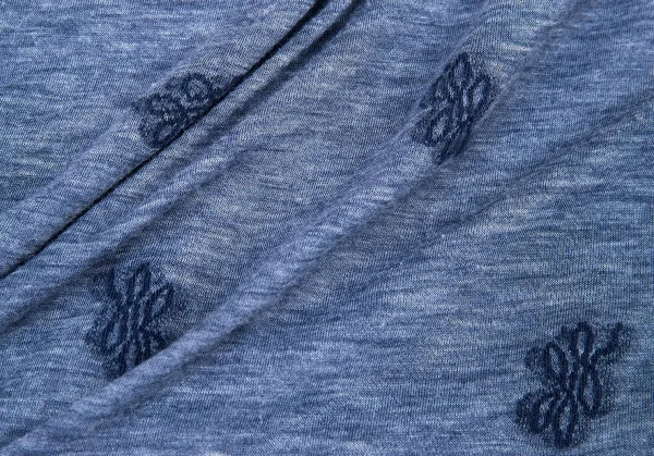 ワイズY's 総柄刺繍ノースリーブ 杢ブルー2 K-73578_014