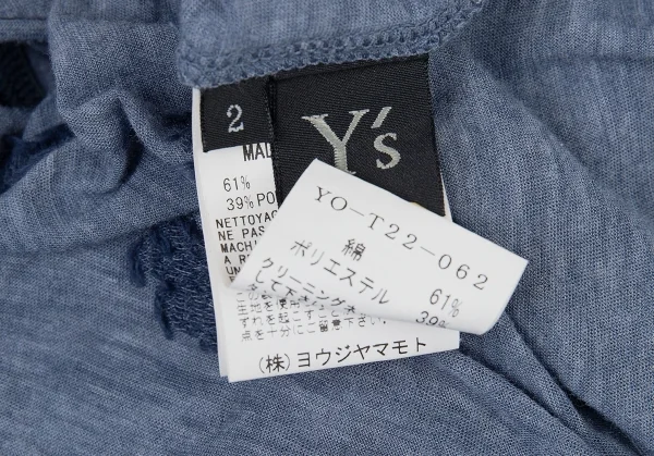 ワイズY's 総柄刺繍ノースリーブ 杢ブルー2 K-73578_016