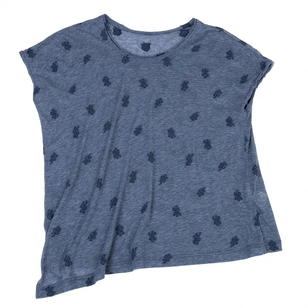 ワイズY's 総柄刺繍ノースリーブ 杢ブルー2 K-73578_002