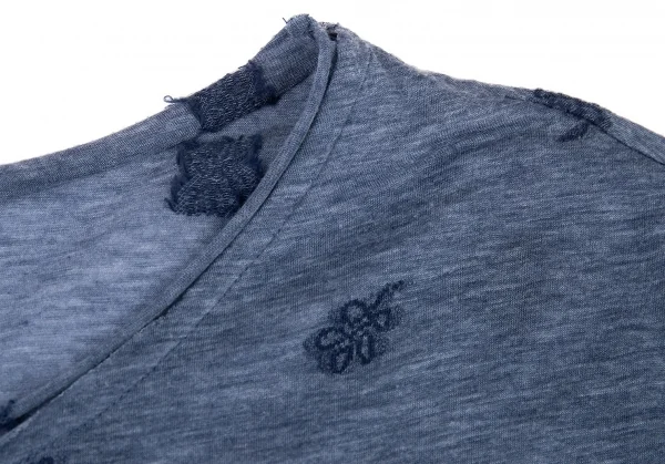 ワイズY's 総柄刺繍ノースリーブ 杢ブルー2 K-73578_004