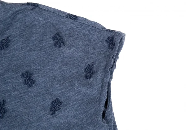 ワイズY's 総柄刺繍ノースリーブ 杢ブルー2 K-73578_005